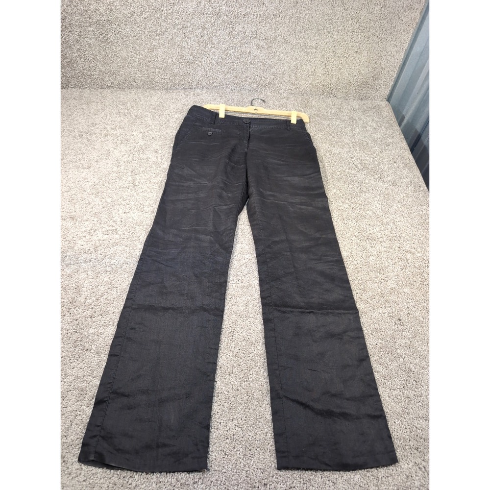 MNG‎ BASICS Womens Black Ramie Wide Leg Dress Pants Size 4